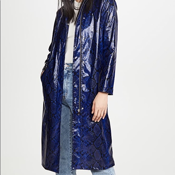 Apparis Jackets & Blazers - Apparis Blue Faux Python Raincoat